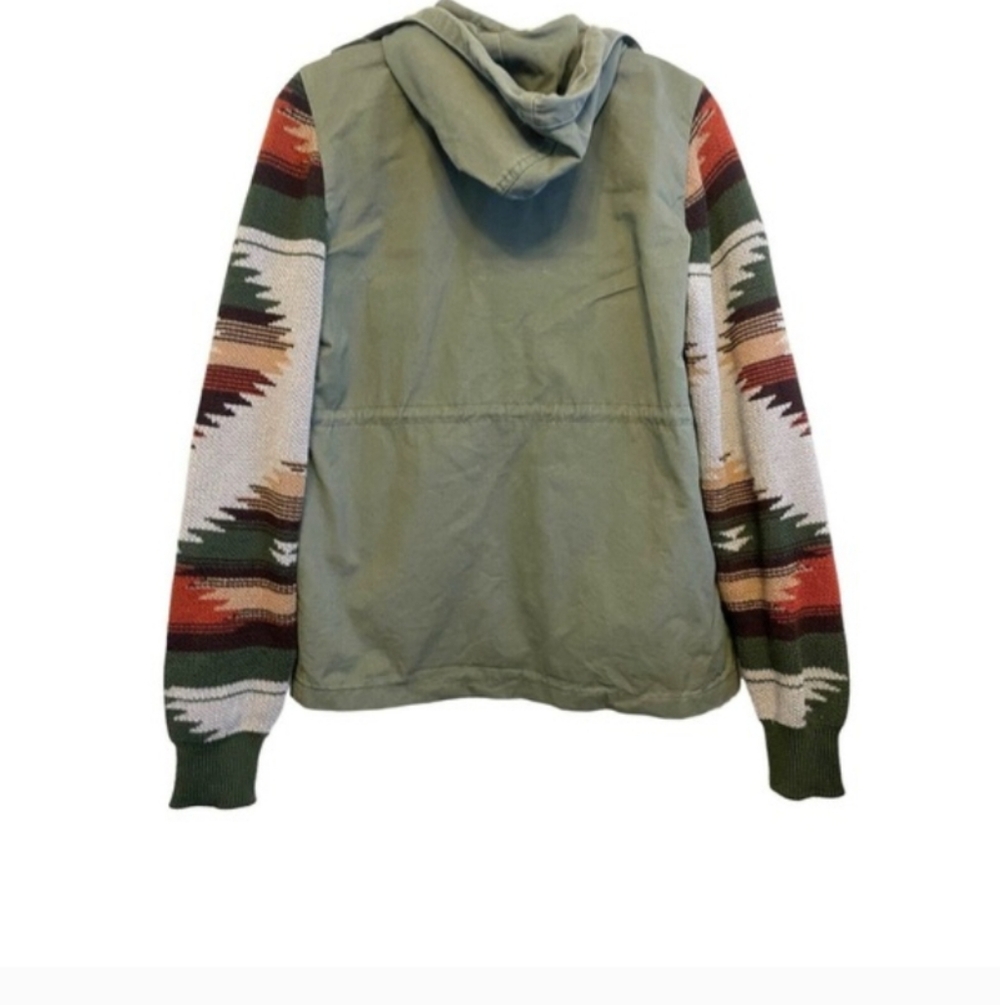 Thread & Supply Green Utility Jacket with Patterned Sleeves - Picture 3 of 8